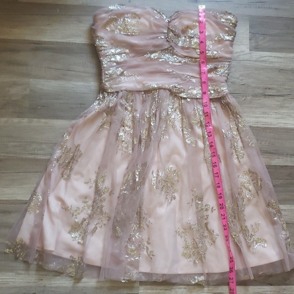 tulle mini dress with gold print details. - Picture 12 of 14